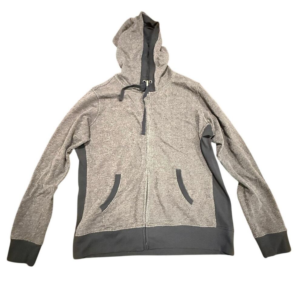 G.H. Bass Men's Size Large Gray Navy Colorblock Full Zip French Terry Hoodie
